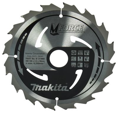 Makita Accessoires Cirkelzaagblad | Hout | Mforce | 185X30X2,0 16T15G - B-31968