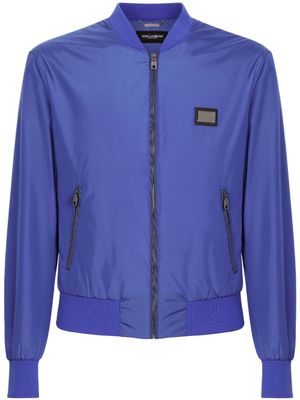 Dolce & Gabbana veste zippée à étiquette logo - Bleu