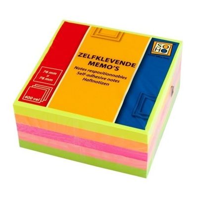 Zelfkl memo&apos;s gekleurd 400/ 76x76mm