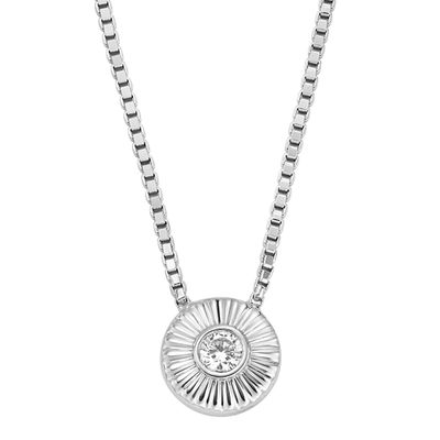 Fossil JFS00618040 Ketting Texture Circle zilver-zirconia zilverkleurig-wit