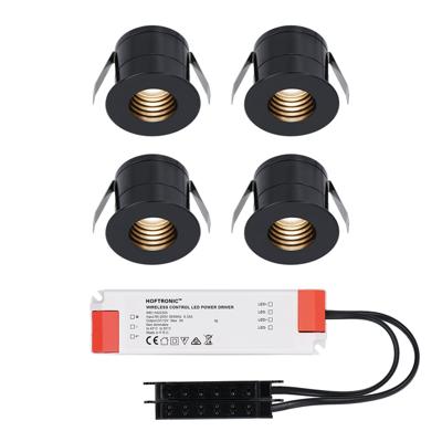 Set van 4 Betty LED Mini Inbouwspots met Trafo - 12 Volt 3 Watt 140 lumen - Verzonken - Plat 37mm - 2700K - IP44 waterdicht - Niet Dimbaar - Zwart