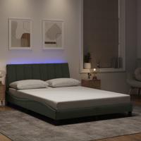 Bedframe met LED zonder matras "Hanko" fluweel lichtgrijs 140x190 cm