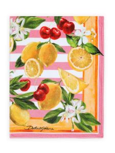 Dolce & Gabbana Kids fruit-print cotton towel - Rose