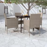 5-delige Tuinset met kussens beige en zwart