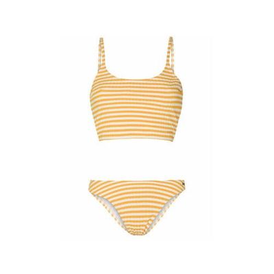 Protest gestreepte crop bikini Epic geel/wit