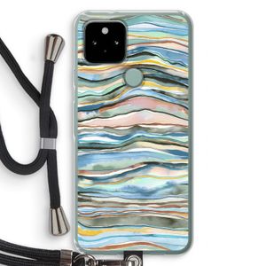Watercolor Agate: Pixel 5 Transparant Hoesje met koord