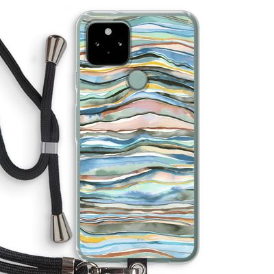 Watercolor Agate: Pixel 5 Transparant Hoesje met koord