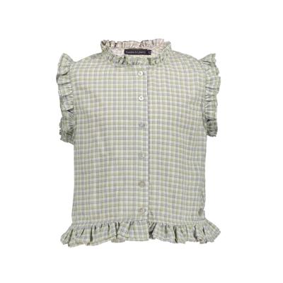 Frankie & Liberty Zomer blouse meisjes - groen grijs - geruit - Romila
