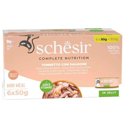 SCHESIR Tonijn met zalm in gelei - kattennatvoer - 6x50g