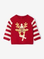 Kersttrui voor babyjongens met rendiermotief rood