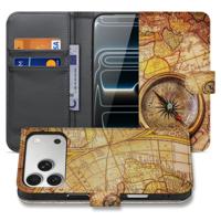 Book Case iPhone 17 Pro Max Kompas Geel Oranje Magnetische Sluiting