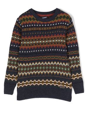 Barbour Kids pull Case en maille Fair Isle - Bleu
