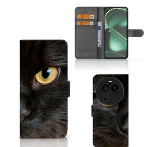OPPO Find X6 Pro Telefoonhoesje met Pasjes Zwarte Kat