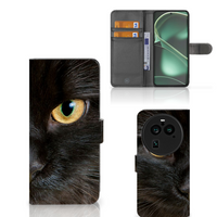 OPPO Find X6 Pro Telefoonhoesje met Pasjes Zwarte Kat - thumbnail