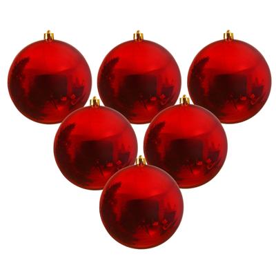 Decoris Kerstbal - 6x - rood - groot - 14 cm - kunststof - glans