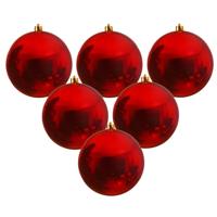 Decoris Kerstbal - 6x - rood - groot - 14 cm - kunststof - glans