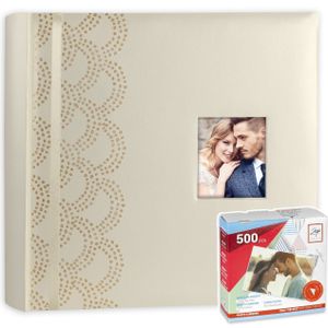 Luxe fotoboek/fotoalbum Anais bruiloft/huwelijk met 50 paginas goud 32 x 32 x 5cm inclusief plakkers