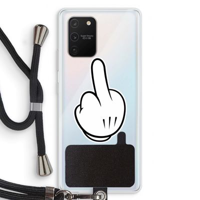 Middle finger black: Samsung Galaxy S10 Lite Transparant Hoesje met koord