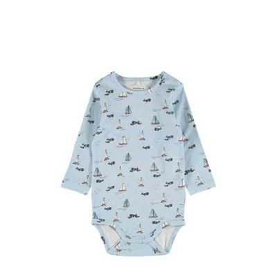 NAME IT BABY romper met all over print lichtblauw