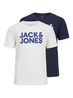 Jack & Jones Junior Jack & Jones Junior Jongens T-shirt SET JJECORP LOGO 2-Pack Wit / Blauw