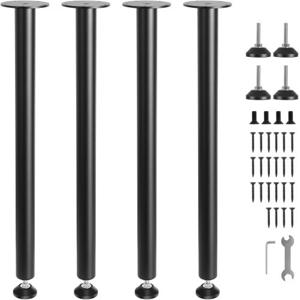 VEVOR set van 4 tafelpoten, tafellopers, 711,2 mm hoog, 110 mm montageplaat, koolstofstaal, matzwarte poedercoating, draagvermogen 544 kg, ideaal voor keukentafels, woonkamerconsoles, studiotafels