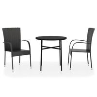 The Living Store Poly Rattan Tuinset - Zwart - 45 x 45 cm (ø x H) - Stapelbare stoelen - Montage vereist - thumbnail