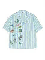 MSGM Kids chemise à rayures - Bleu - thumbnail