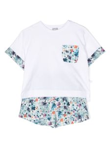 Il Gufo ensemble t-shirt-short à fleurs - Blanc