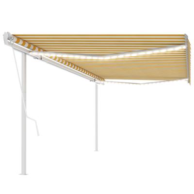 Luifel automatisch met LED en windsensor 5x3,5 m geel en wit