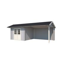 Blokhut met overkapping Maribel 680x300 Platinum Grey-Wit - Outdoor life