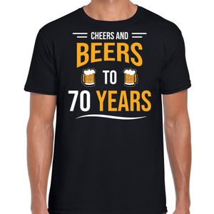 Cheers and beers 70 jaar verjaardag cadeau t-shirt zwart voor heren