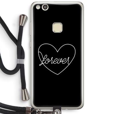 Forever heart black: Huawei Ascend P10 Lite Transparant Hoesje met koord