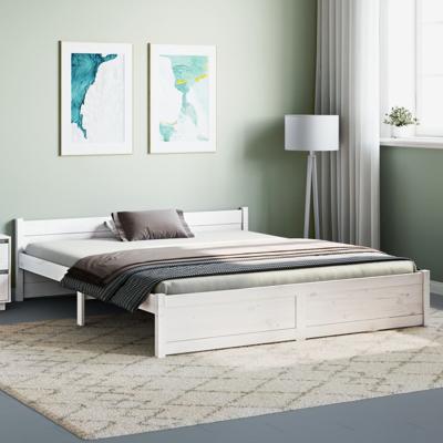 Bedframe massief hout wit 150x200 cm