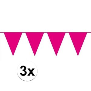 3 stuks Vlaggenlijnen/slingers XXL roze 10 meter