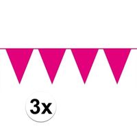 3 stuks Vlaggenlijnen/slingers XXL roze 10 meter - thumbnail