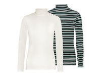 2 dames coltruien (M (40/42), Gebroken wit/groen gestreept) - thumbnail