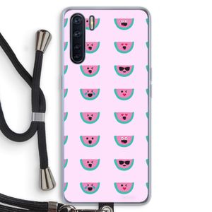 Smiley watermeloenprint: Oppo A91 Transparant Hoesje met koord