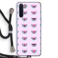 Smiley watermeloenprint: Oppo A91 Transparant Hoesje met koord