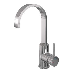 Wastafelmengkraan Brauer Chrome Edition Coldstart Opbouw Hoog Plat Gebogen Ronde Hendel Chroom