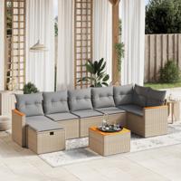 8-delige Loungeset met kussens poly rattan gemengd beige