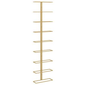 The Living Store Wandgemonteerd Wijnrek - Goud - 24 x 9.5 x 98 cm - Max - 9 flessen