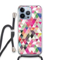 Gekleurde driehoekjes: iPhone 13 Pro Transparant Hoesje met koord