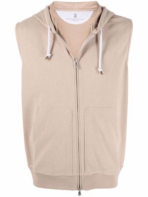 Brunello Cucinelli hoodie sans manches à fermeture zippée - Tons neutres