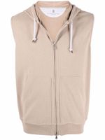 Brunello Cucinelli hoodie sans manches à fermeture zippée - Tons neutres Brunello Cucinelli hoodie sans manches à fermeture zippée - Tons neutres