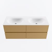 MONDIAZ VICA 120cm badmeubel onderkast Oro 4 lades. Wastafel MOON dubbel 2 kraangaten, kleur Talc.