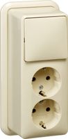 Gira combinatie wissel met 2-voudige wandcontactdoos met randaarde creme