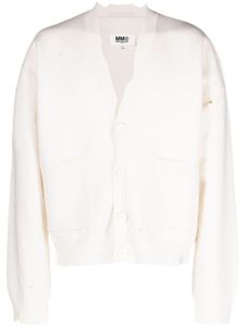 MM6 Maison Margiela cardigan en laine à effet usé - Blanc