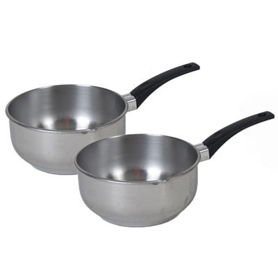 Gerimport Steelpan - 2x stuks - RVS - sauspan - 14 cm - geschikt voor alle warmtebronnen
