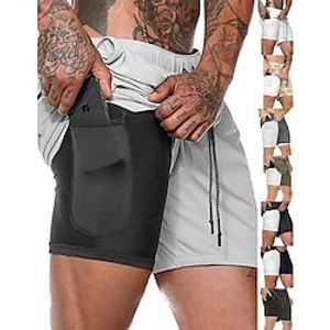 Voor heren Hardloopshorts Sportbroek 2 in 1 met telefoonzak Kleding Onderlichaam Buitensporten Sportief Ademend Sneldrogend Vochtregelerend Yoga Fitness Sportschooltraining Strak Sportkleding Lightinthebox