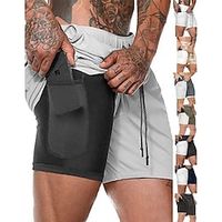 Voor heren Hardloopshorts Sportbroek 2 in 1 met telefoonzak Kleding Onderlichaam Buitensporten Sportief Ademend Sneldrogend Vochtregelerend Yoga Fitness Sportschooltraining Strak Sportkleding Lightinthebox - thumbnail